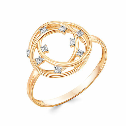Кольцо Яхонт, золото, 585 проба, фианит, размер 17, бесцветный кольцо diamant красное золото 585 проба агат фианит размер 17