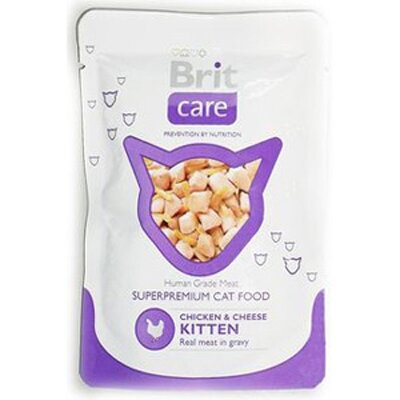 Корм влажный Brit Care Kitten Chicken & Cheese, для котят, курица с сыром, 24шт.*80г