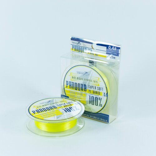фото Шнур плетеный hanzo pandora yellow 125m #0.4 / 0.10mm