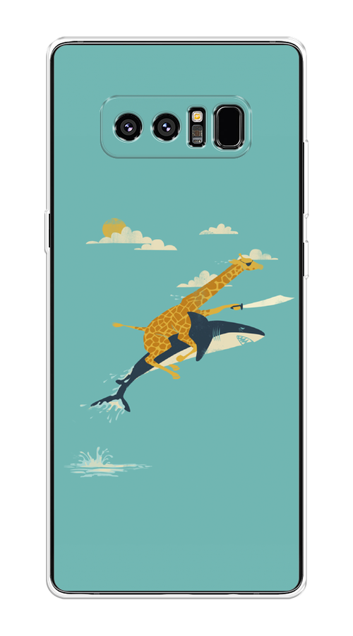 Силиконовый чехол на Samsung Galaxy Note 8 / Самсунг Галакси Ноте 8.0 "Жираф на акуле"