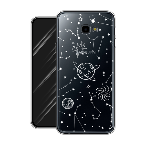 Силиконовый чехол на Samsung Galaxy J4 Plus 2018 / Самсунг Галакси J4 Плюс 2018 Планеты в космосе, прозрачный