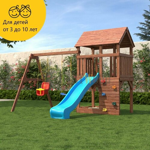 CustWood Scout SC3+ Детская деревянная игровая площадка для улицы дачис деревянной крышей