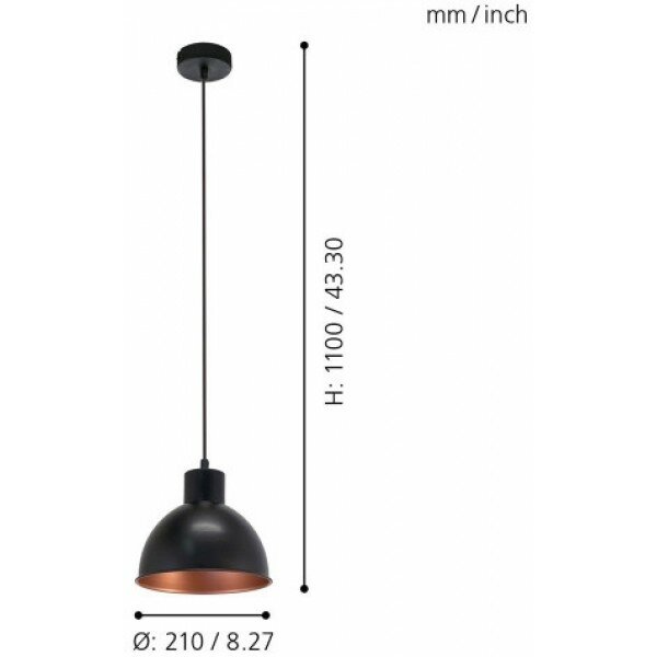 Подвес одинарный TRURO 1, 1 х 60 Вт x E27 черный Eglo - фото №16