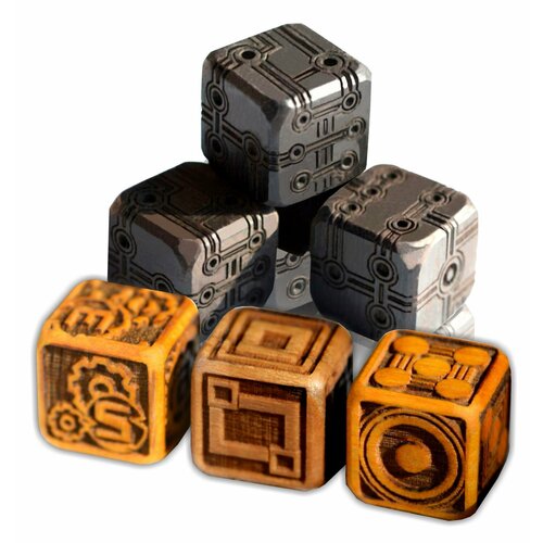 Набор Wooden Dice Игральные кубики / Кости из твердой экзотической древесины. Уникальный дизайн от April GS, размер 16мм, в комплекте 6 шт.