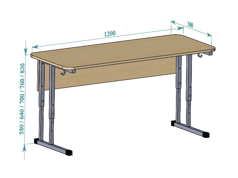 Школьная парта для детей 1-11 классов регулировка высоты 120х50см