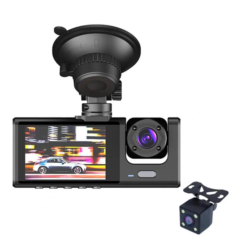 Автомобильный видеорегистратор с двумя объективами и камерой заднего вида видеорегистратор с ночным видением FHD 1080P