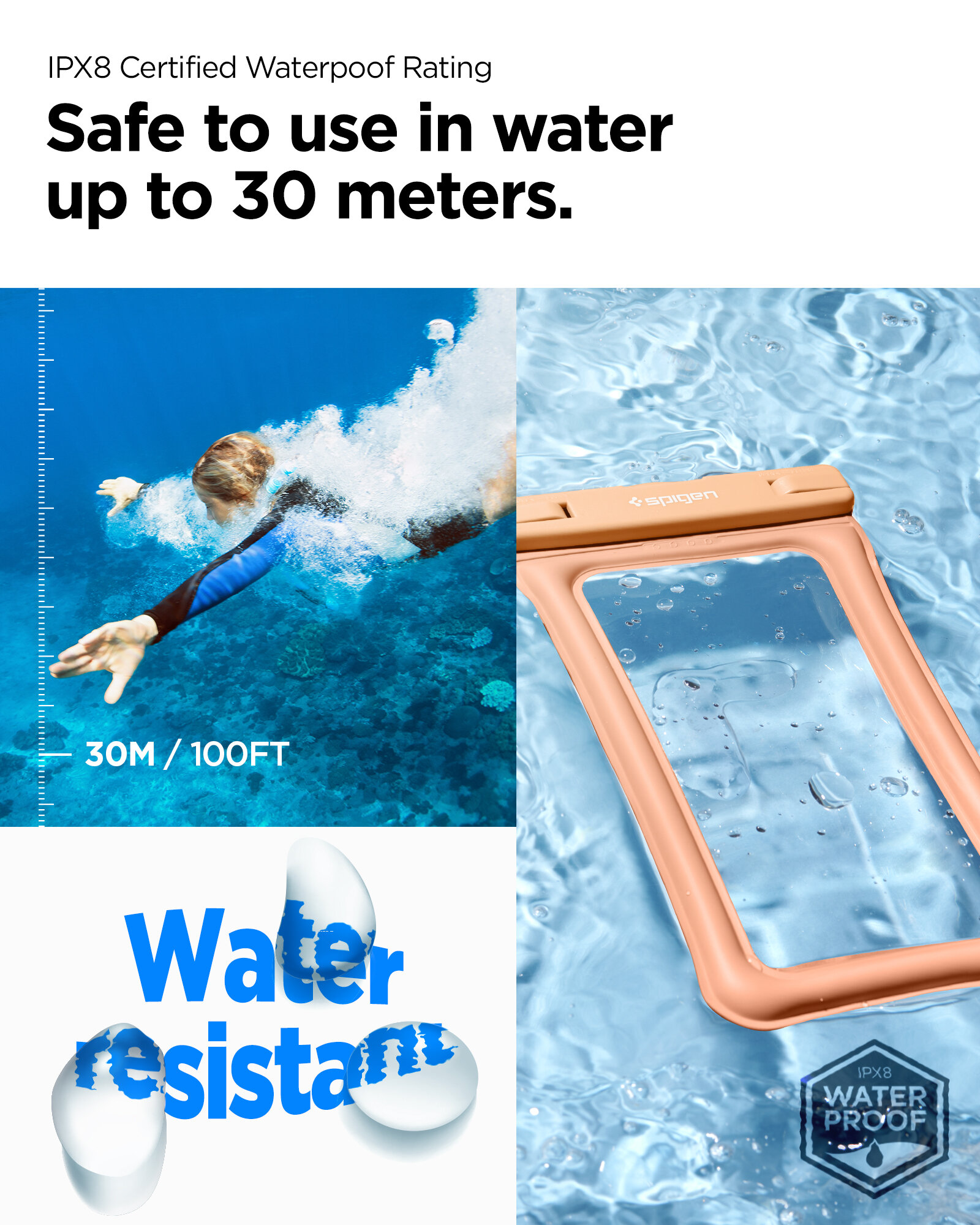 Водонепроницаемый чехол SPIGEN - Aqua Shield WaterProof Floating A610 - Оранжевый - 2 шт - ACS06018