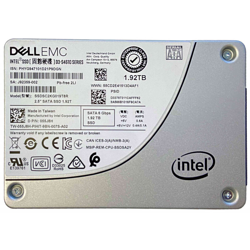 SSD Dell EMC 1.92Tb, SATA S4610 (SSDSC2KG019T8R) прошедшие профилактику и тестирование