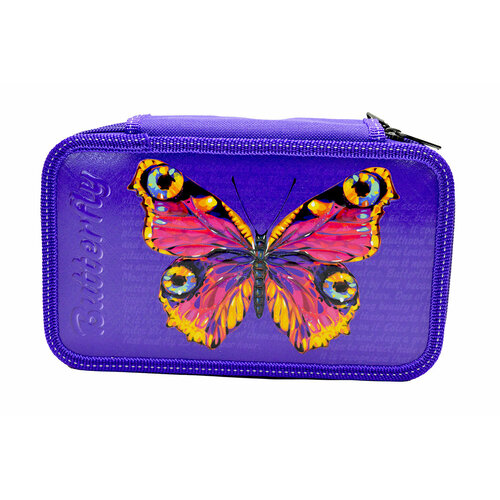 Пенал Бабочка 3-х секционный фиолетовый 120х205х65 мм 439₽