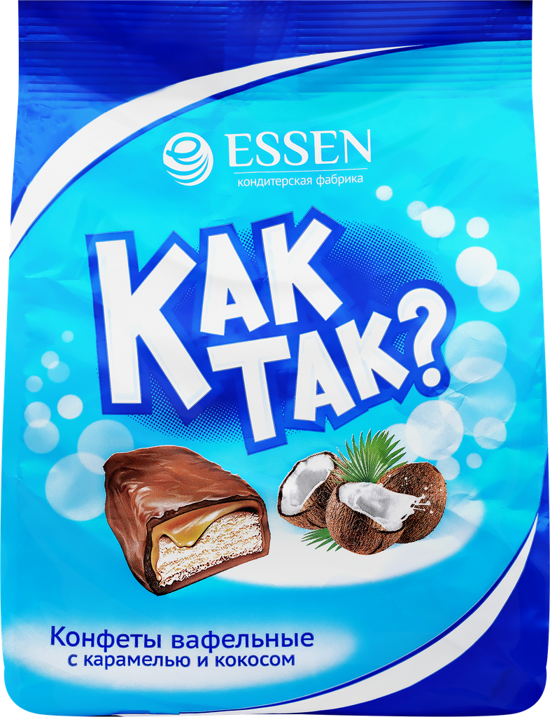 Конфеты вафельные ESSEN Как так? с карамелью и кокосом, 210г