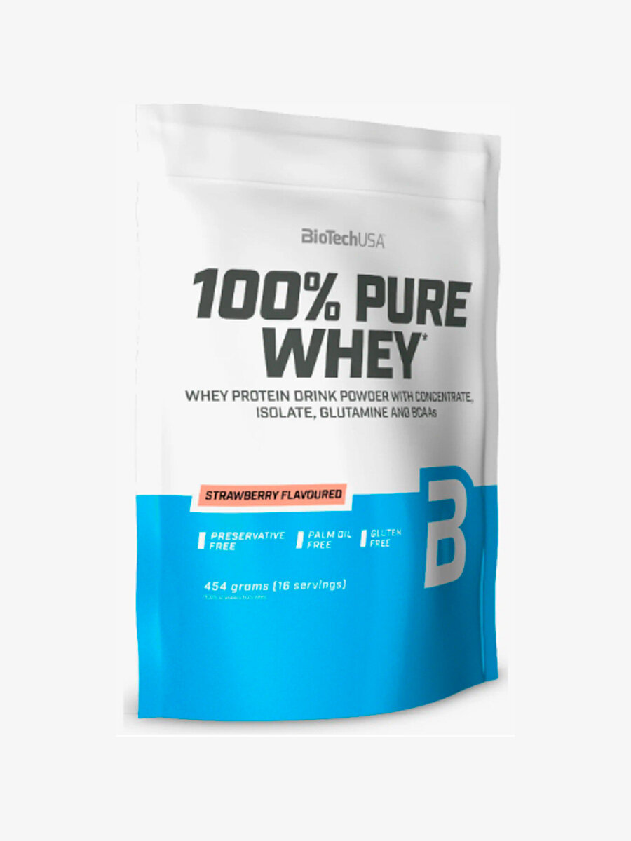 Протеин BioTechUSA 100% Pure Whey, 454 гр, клубника