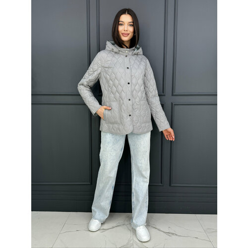Куртка Karmelstyle, размер 52, серый куртка karmelstyle размер 52 серый белый
