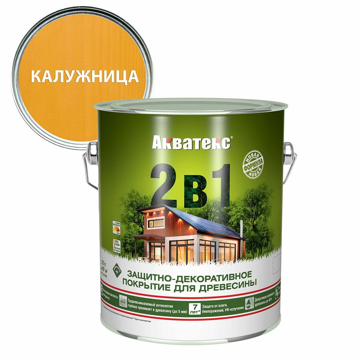 Акватекс 2 в 1 защит.-декор. пропитка для дерева алкидное полуматовое лессирующее калужница (27л)