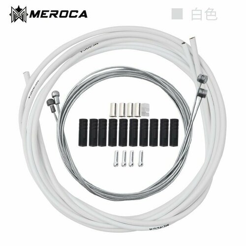 Трос тормозной Meroca с оплёткой передний и задний в сборе белый наконечники для троса велосипеда 10 шт обжимка концевик троса