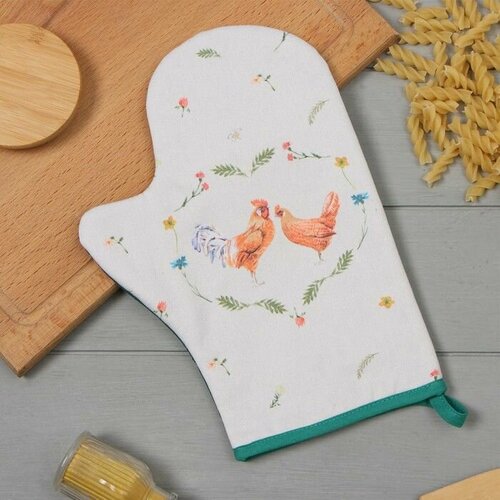 Варежка-прихватка Этель Курочка и петух 20х28см саржа 100 хл ватин 250гм2 800₽