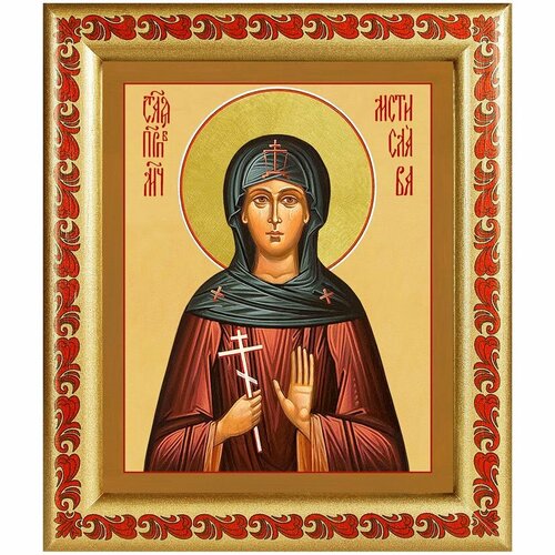 Преподобномученица Мстислава (Фокина), икона в рамке с узором 19*22,5 см