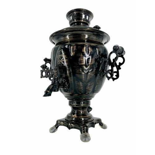 Самовар электрический 3 литра рюмка с художественной росписью Золотые нити с автоотключением 20300₽