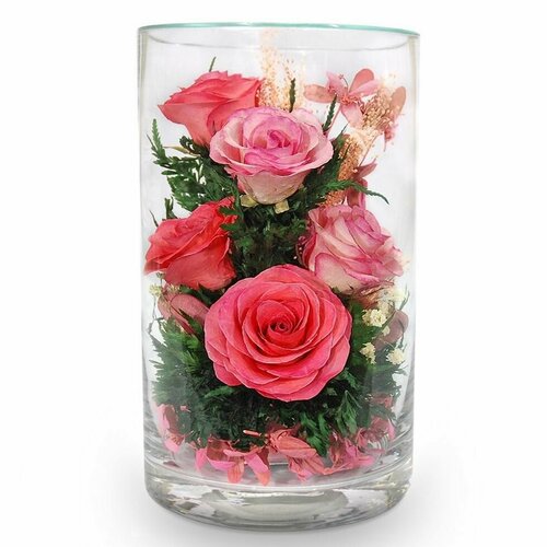 Композиция из натуральных цветов в стекле Fiora, 20х12 см