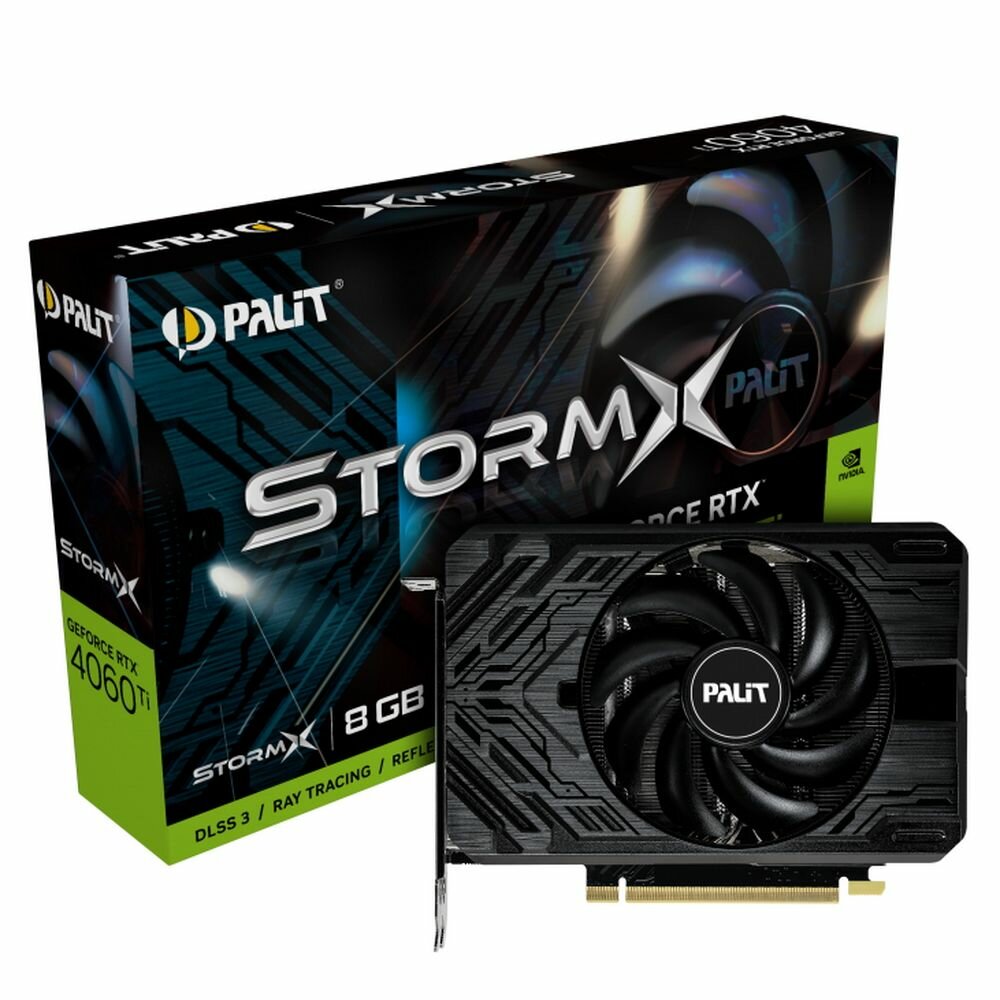 Palit Видеокарта Palit RTX4060Ti StormX 8GB GDDR6 128-bit DPx3 HDMI 1FAN RTL GeForce RTX 4060Ti