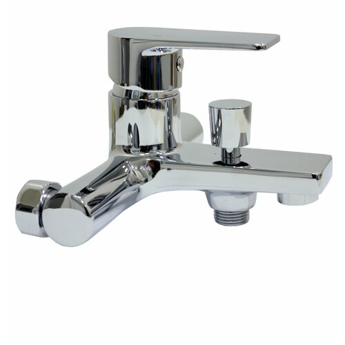 Смеситель NAVAQ однорукий д/ванны, литой излив, хром, латунь, кноп. дивертор