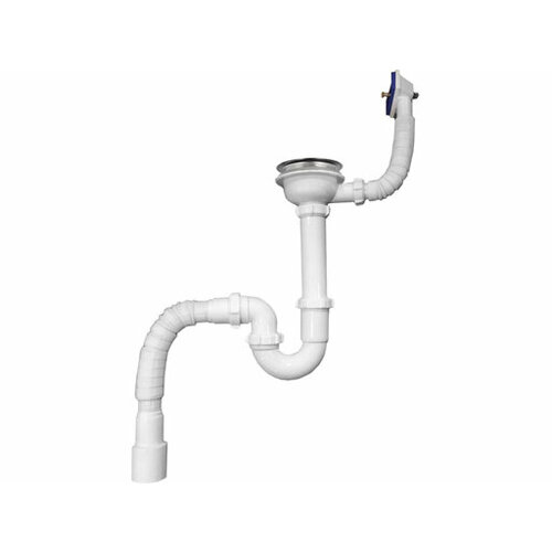 Сифон для мойки 3 12х40 с мет реш с прямоуг переливом с г т 40х4050 Aquant 1090₽