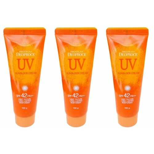 DEOPROCE Крем солнцезащитный для лица и тела PREMIUM DEOPROCE UV SUNBLOCK CREAM SPF42 PA++, 100 гр, 3 шт