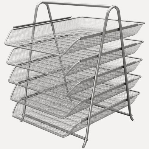 Изображение товара Лоток горизонтальный для Brauberg бумаг "Germainum", 5 секций, 370х355х295 мм, металл, серебро, 237972