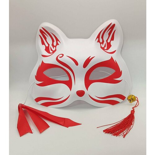 Карнавальная маска кошки бело-красная (4) маска карнавальная с блестками красная