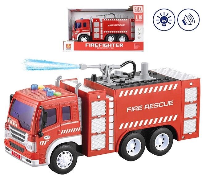 Пожарная машина инерционная с помпой светом и звуком, WY351A