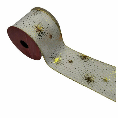 Лента пэ maxijoy золото 6см 27м белый 699₽