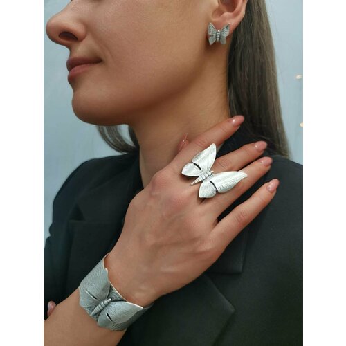 Кольцо, размер 19, серебряный