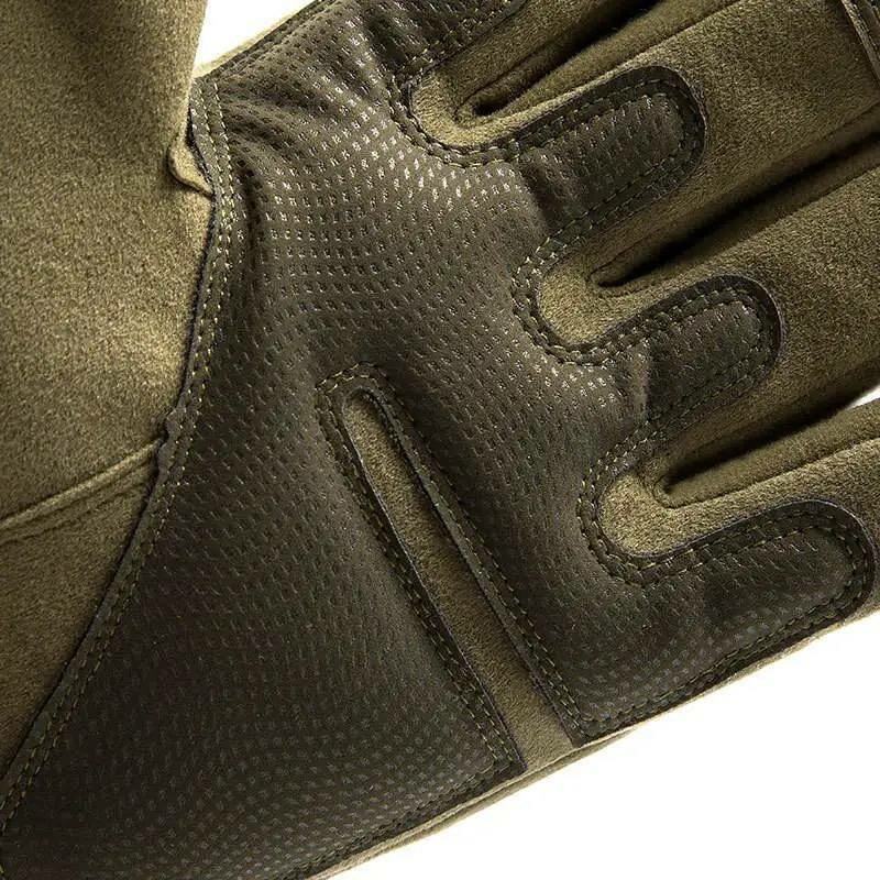 Тактические перчатки с карбоновой защитой рук и пальцев. Спортивные перчатки для охоты рыбалки и стрельбы цвет хаки XL