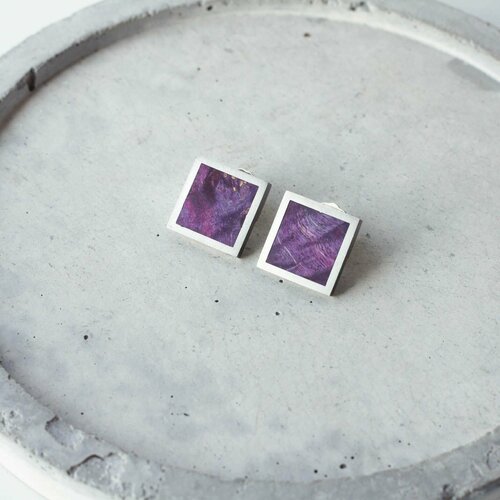 Серьги Медведик Арт, дерево, фиолетовый