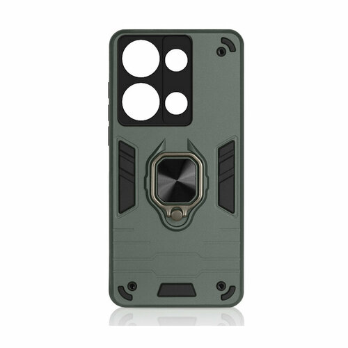 чехол df xiaomi redmi note 12s df xiarmor 02 dark green Чехол DF для Poco M6 Pro 4G / Xiaomi Redmi Note 13 Pro 4G с магнитом и кольцом Dark Green poArmor-03