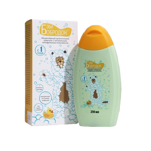 Бобродок Шампунь органический Бэби для детей с 1 года, для укрепления, увлажнения и питания волос, 250 мл
