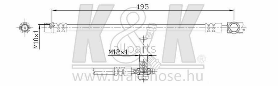 K&K FT6213 Шланг тормозной VOLKSWAGEN Passat Variant (3B5) 2.5 TDI 07.98-