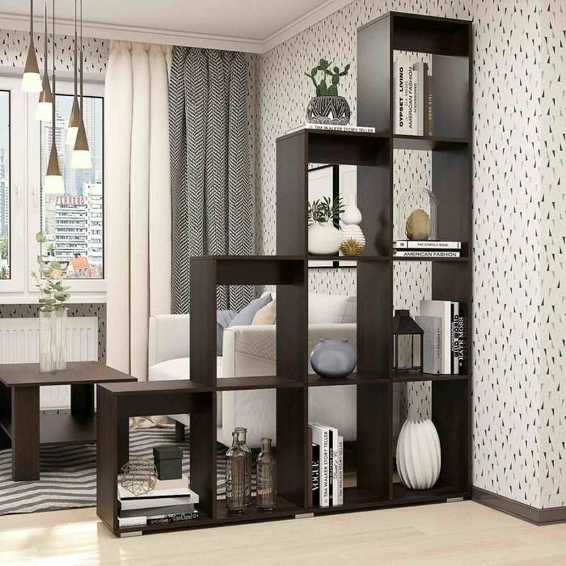 фото Стеллаж-перегородка с полками Кантри, 1600х296х2036, Венге