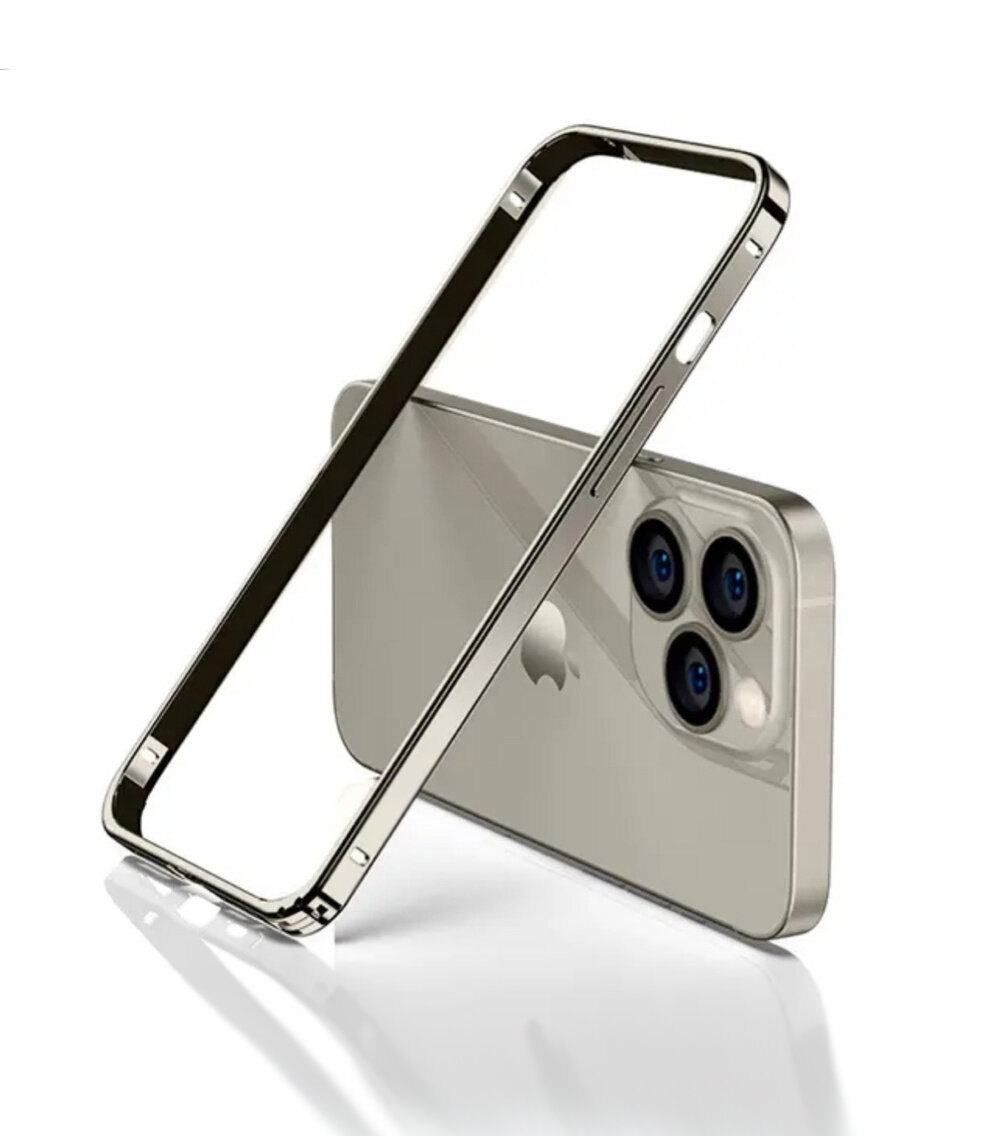 Металлический матовый Бампер на IPhone 16 Pro Натуральный титан