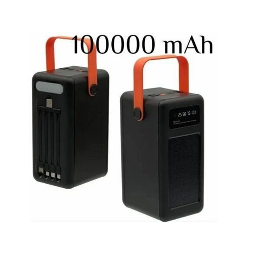 Внешний аккумулятор -Повербанк для телефона, зарядное устройство, power bank, с фонаром, быстрая зарядка 100000 Mah, черный