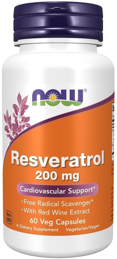 NOW Foods Resveratrol 200 мг 60 капсул