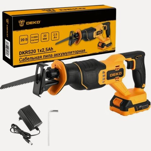 Изображение товара Пила сабельная аккумуляторная Deko DKRS20, 20В, 1х2.5Ач (085-1127)