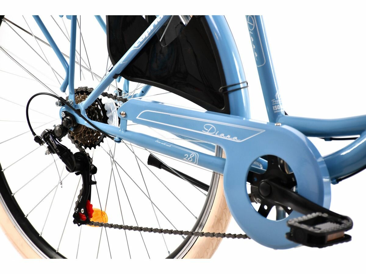 Велосипед CAPRIOLO CITY DIANA STEEL (1 X 6), рама сталь 18'', колёса 28'' (сапфирово-синий (матовый) - белый), Синий - фото №3