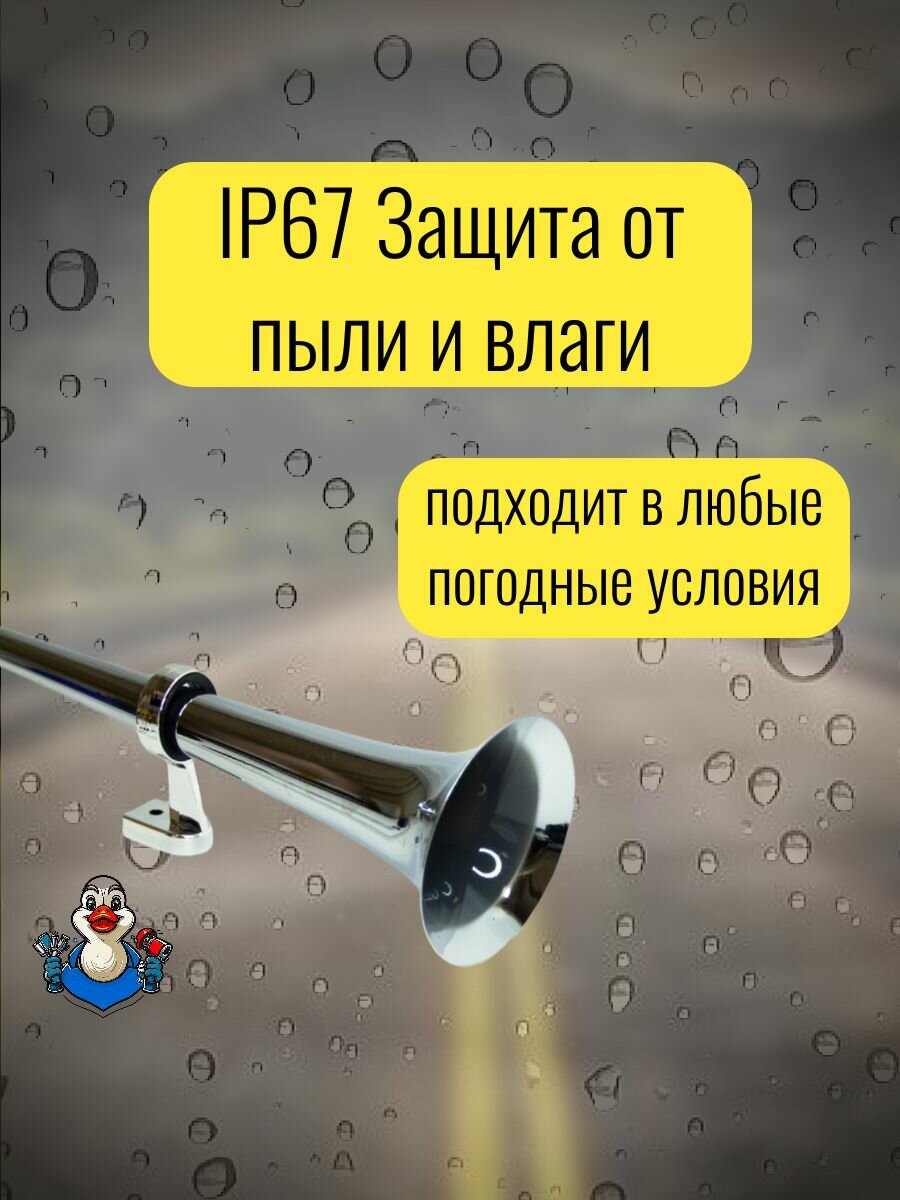 Сигнал звуковой воздушный 2-х рожковый хром 12В 115dB — фото 1