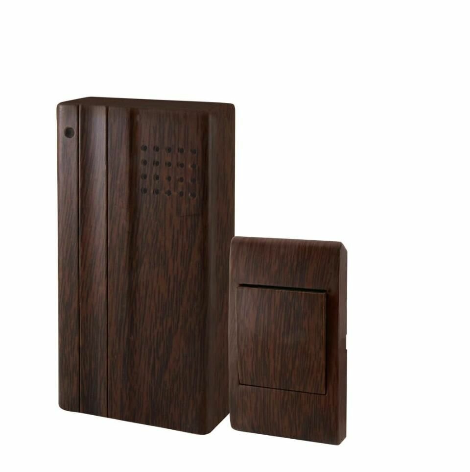 Звонок дверной беспроводной на батарейках 32 мелодии 80 дБ 1 кнопка IP30 2хLR03 (ААА) 15 В бук