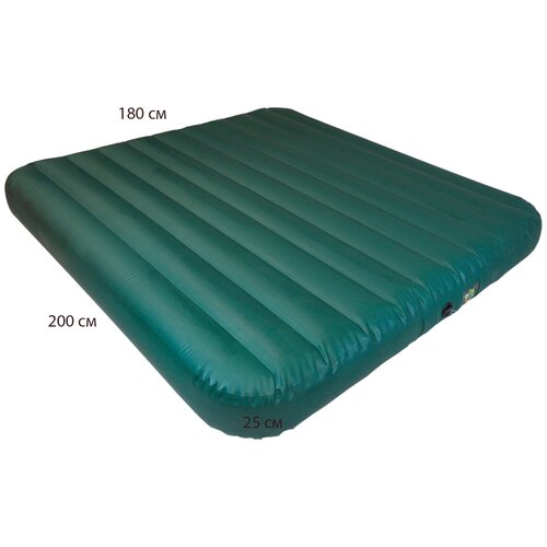 Туристический матрас надувной/200х180х25 см/Надувной матрас ПВХ/кровать надувная/Color Зеленый