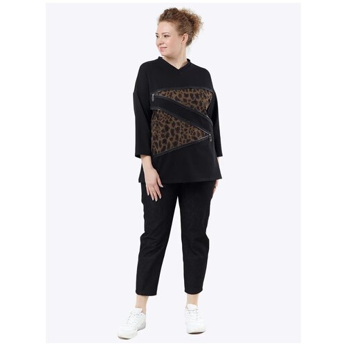 Свитшот XLady женский Аллюр (черный графит) / туника женская / трикотаж / большие размеры / Plus size