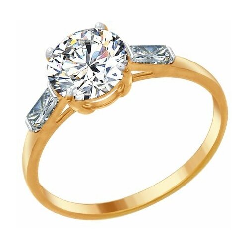 фото Кольцо из золочёного серебра sokolov 89010077 с swarovski, размер 16 diamant-online