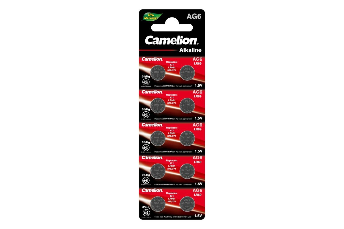 Батарейка алкалиновая Camelion Mercury Free, AG6 (371, LR921)-10BL, 1.5В, блистер, 10 шт. - фотография № 15