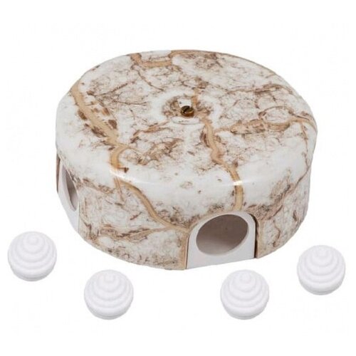 распределительная коробка 1 78мм керамика цвет белый декор d206 2 4 кабельных ввода в комплекте BIRONI Распределительная коробка 78мм, керамика, цвет мрамор (4 кабельных ввода в комплекте) (арт. B1-521-09-K)