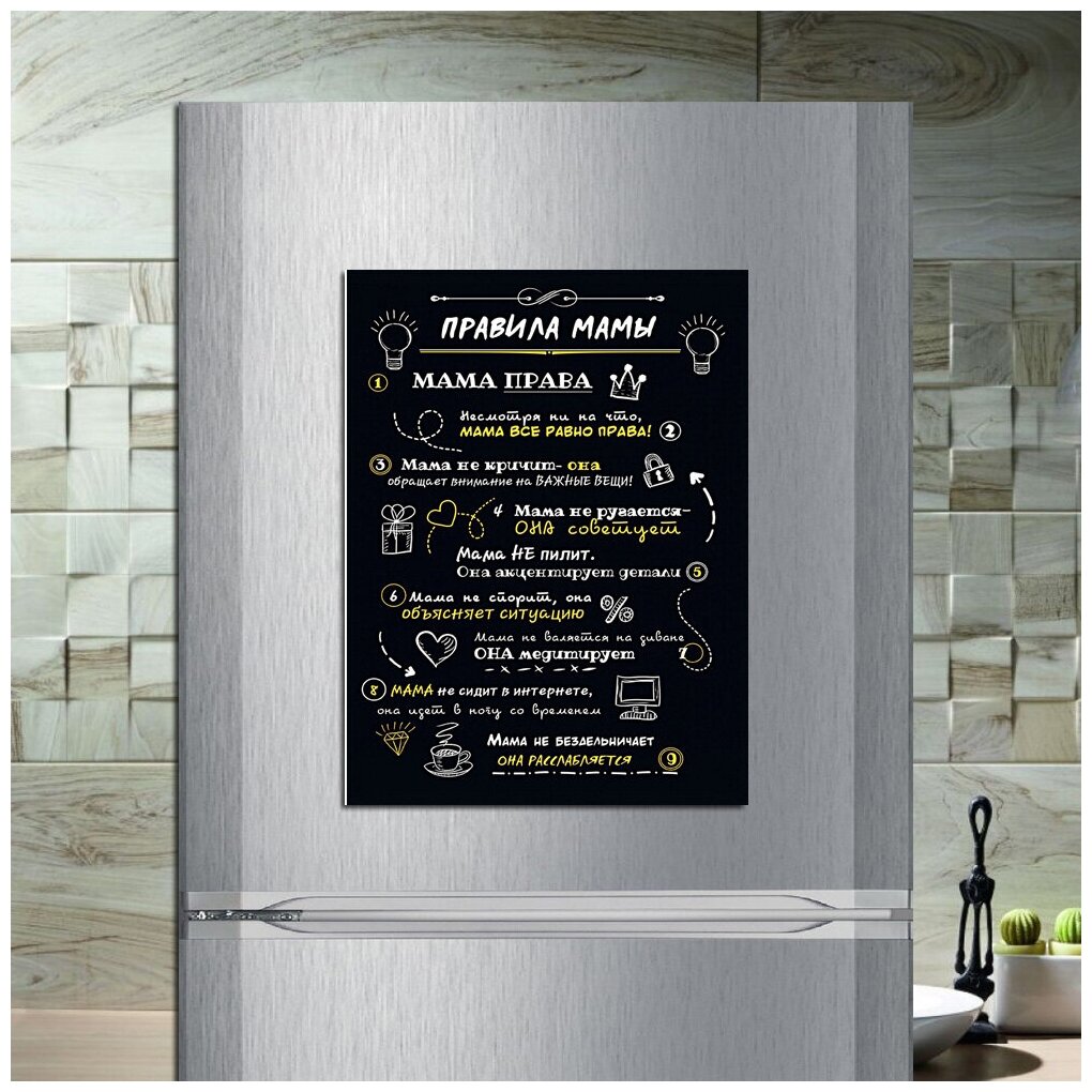 Магнит табличка на холодильник (20 см х 15 см) Правила мамы Сувенирный магнит Подарок для мамы Декор интерьера №7 - фотография № 1